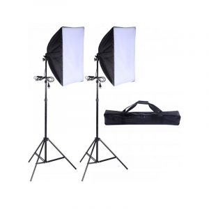 Socket De Luz X4 + Softbox 50x70cms + Trípode 2 mts + Estuche