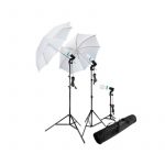 Kit De Luces Para Estudio 2 Sombrillas + Bombillos Y Estuche