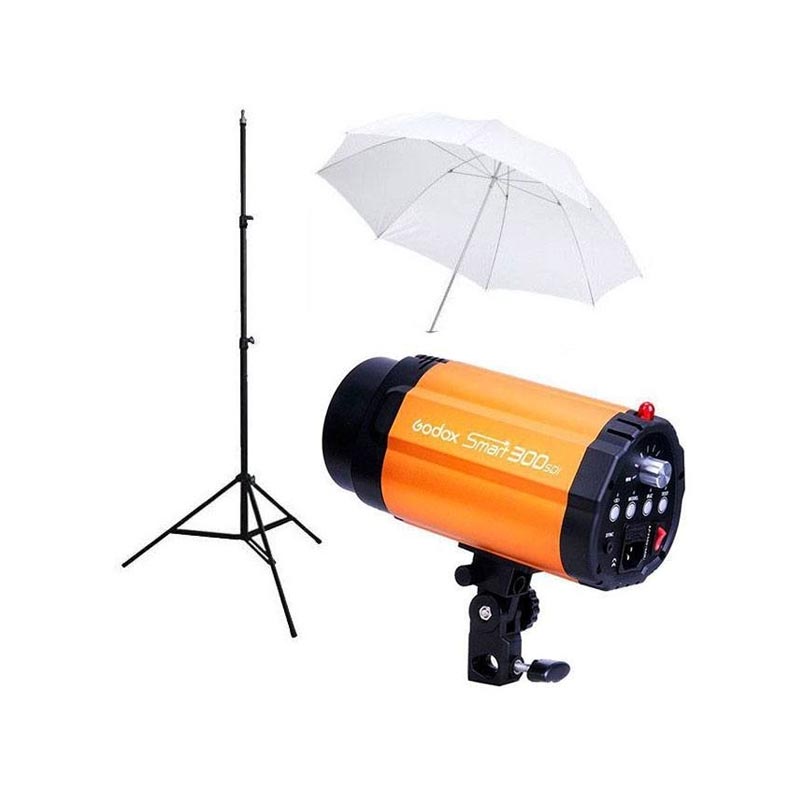 Kit FLASH ESTUDIO GODOX SMART 300SDI + trípode + sombrilla Kit FLASH ESTUDIO GODOX SMART 300SDI + trípode + sombrilla